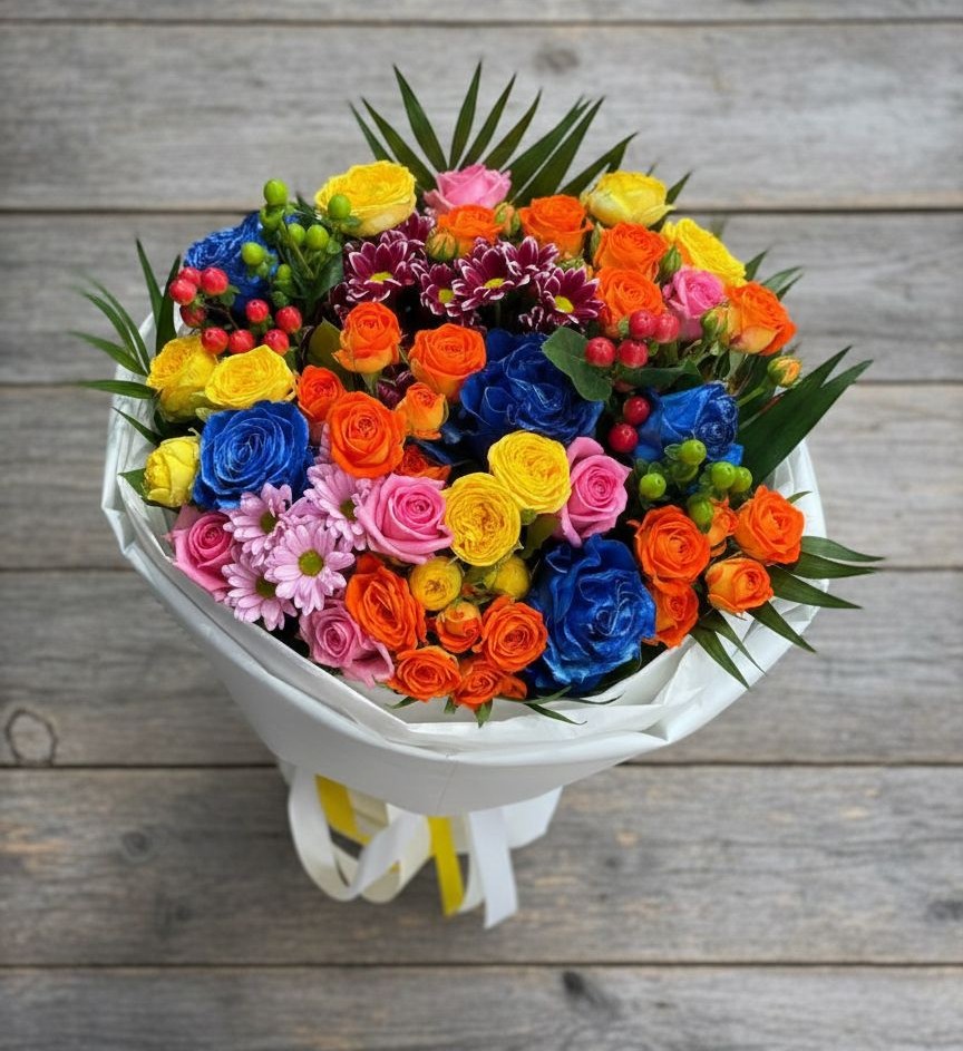 Букет цветов из: Розы и Хризантемы в Ассоколае