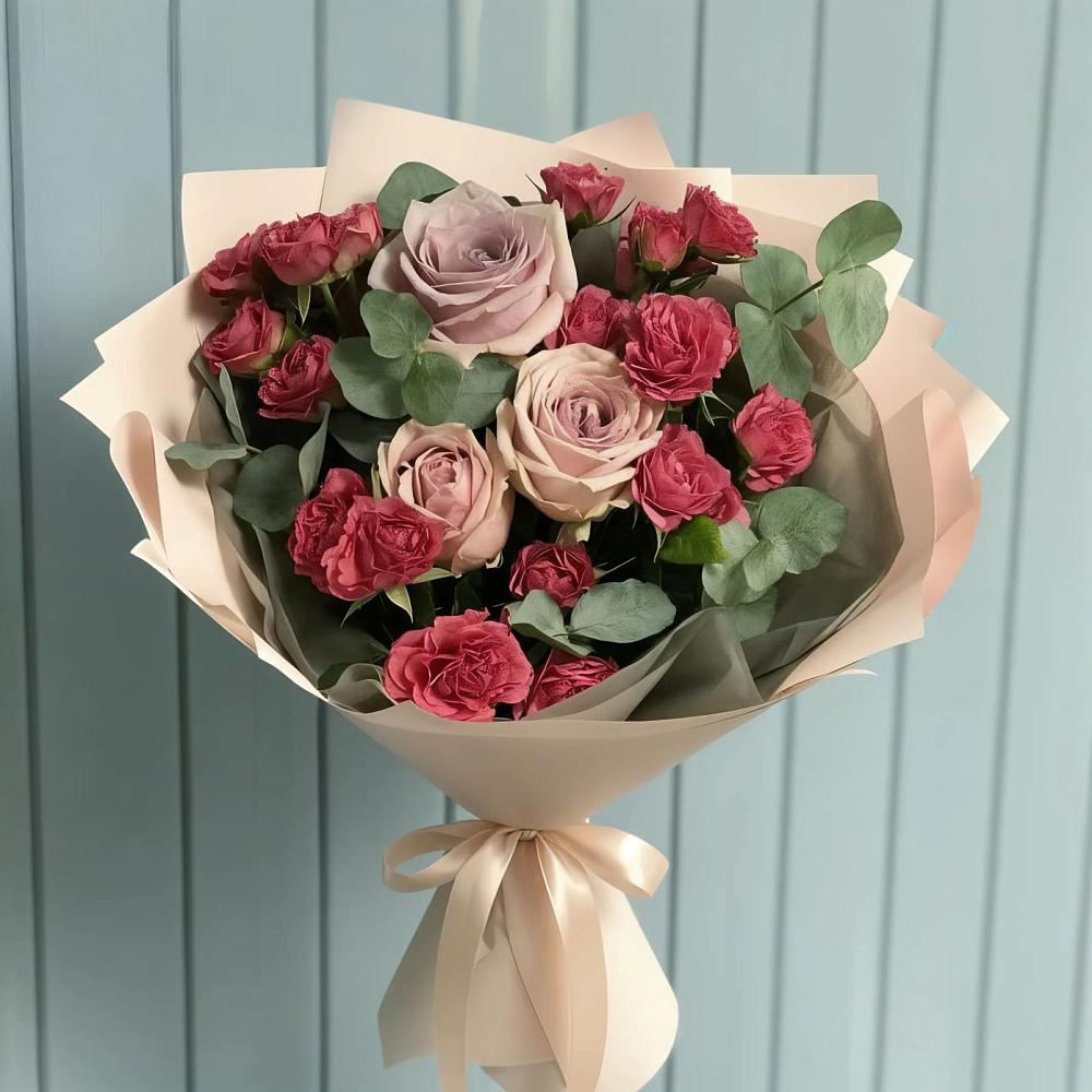 Букет цветов из: Гвоздики и Розы в Ассоколае