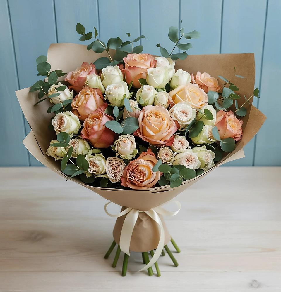 Букет цветов из: Альстромерии и Розы в Ассоколае