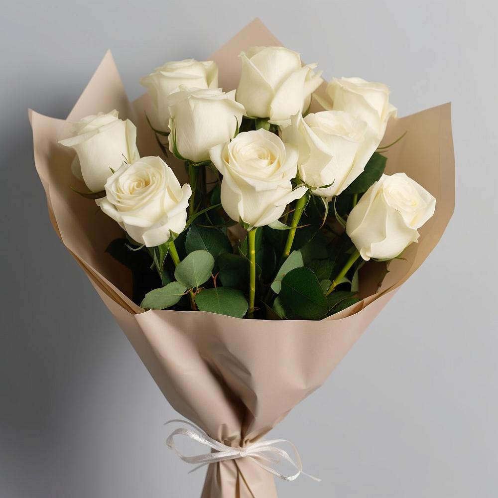 Букет 9 Белых роз Эдлесс Лав в Ассоколае