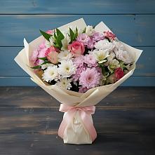 Букет цветов из:  Хризантемы, Альстромерии и Розы в Ассоколае