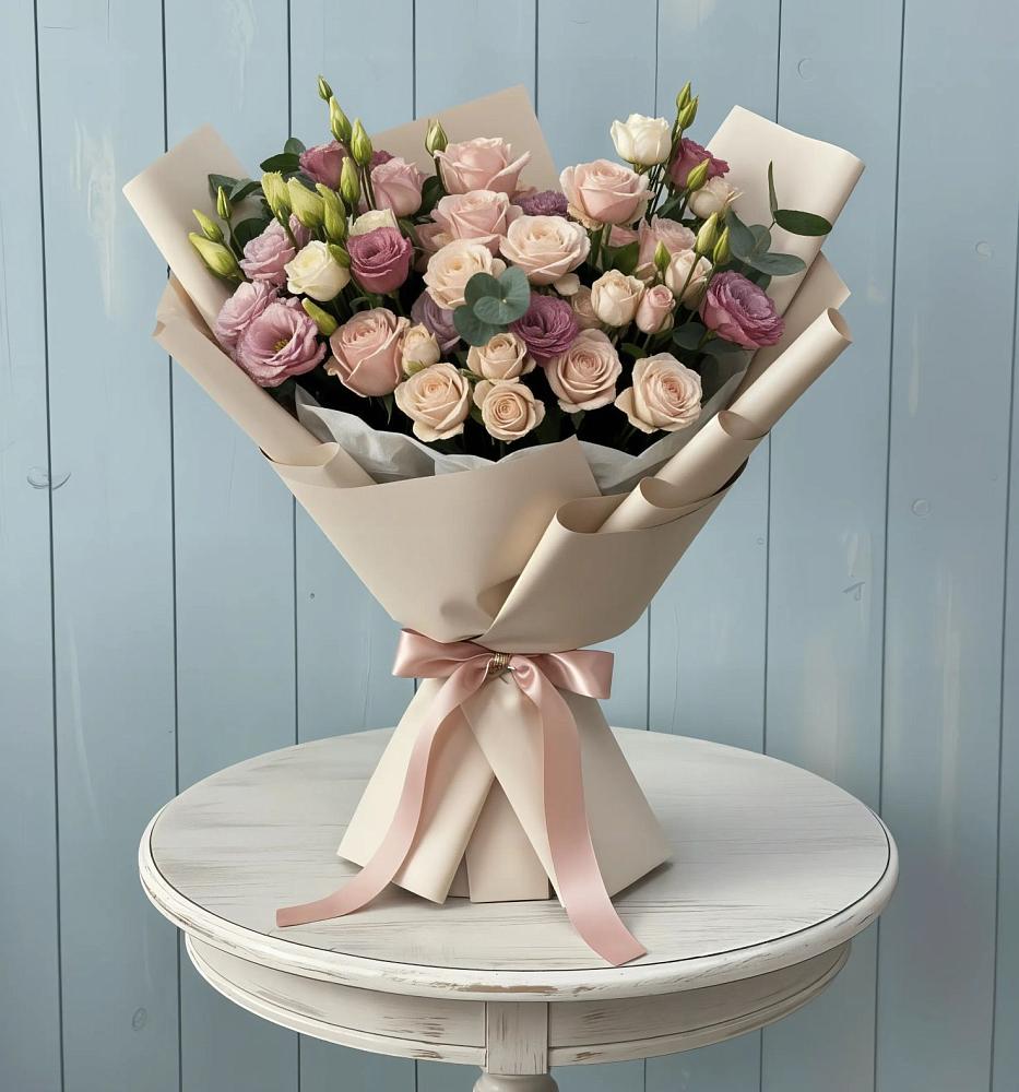 Букет цветов из: Розы и Лизиантусы в Ассоколае