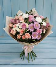 Букет цветов из:  Хризантемы, Розы и Альстромерии в Ассоколае