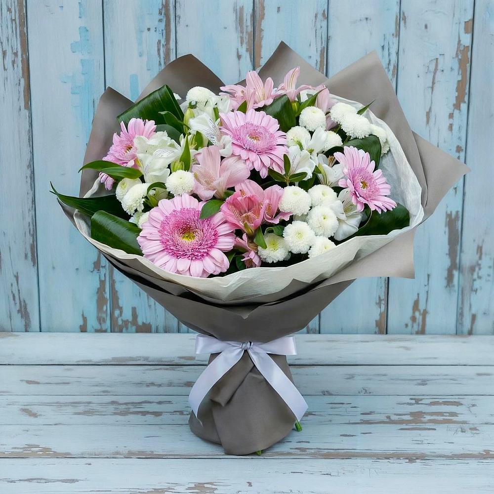 Букет цветов из: Герберы, Альстромерии и Хризантемы в Ассоколае